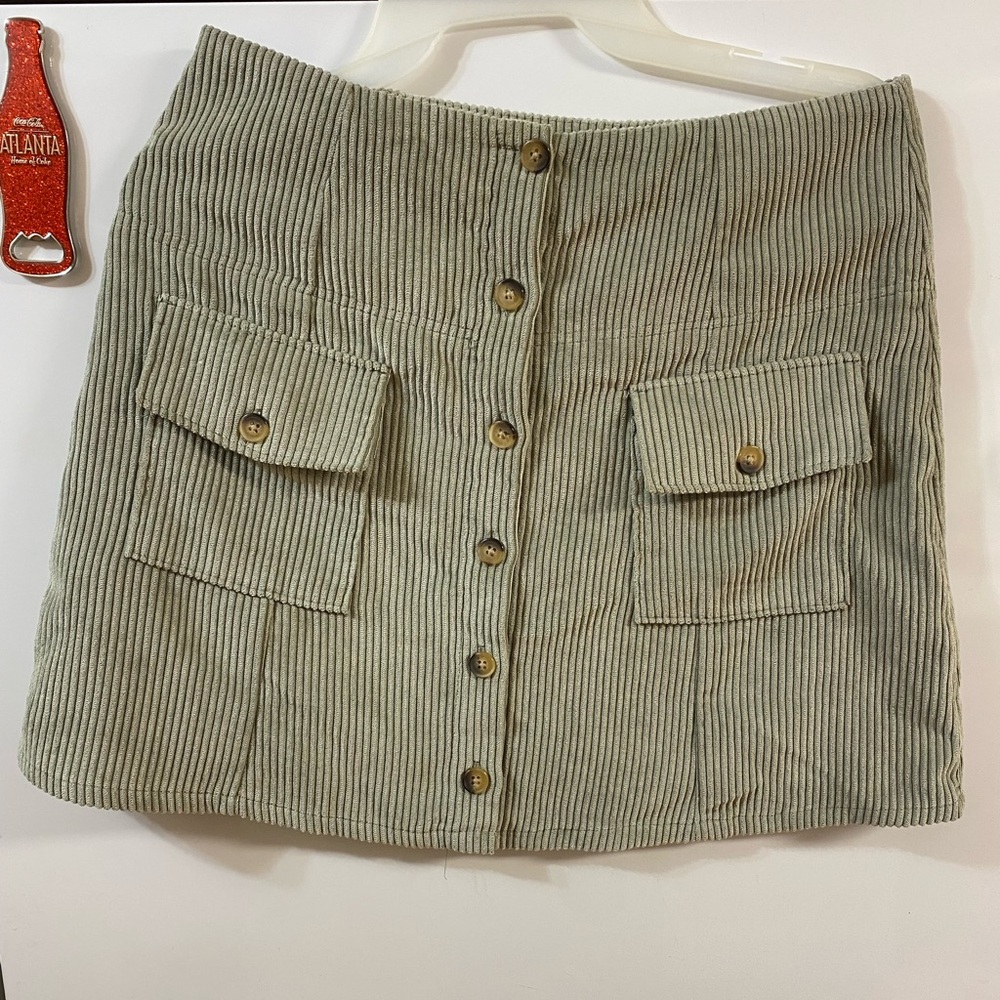 Altar'd State Sage Corduroy Mini Skirt